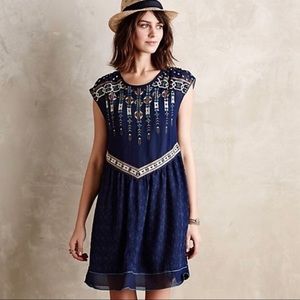 Anthropologie Calliope Embroidered Swing Dress